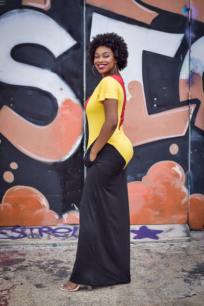 Red-Yellow Maxi Dress
