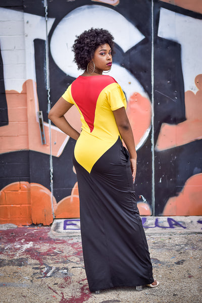 Red-Yellow Maxi Dress