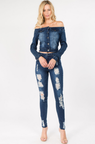 Off the Shoulder Denim Jacket